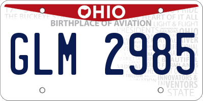 OH license plate GLM2985