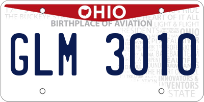 OH license plate GLM3010