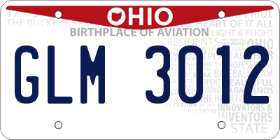 OH license plate GLM3012