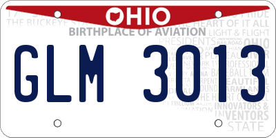 OH license plate GLM3013