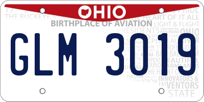 OH license plate GLM3019