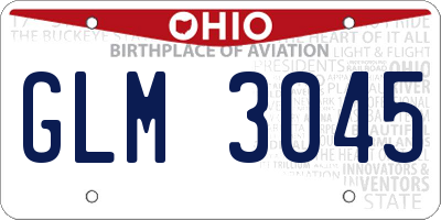 OH license plate GLM3045