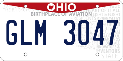 OH license plate GLM3047