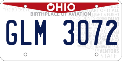 OH license plate GLM3072