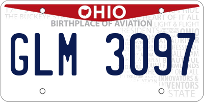 OH license plate GLM3097