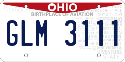 OH license plate GLM3111