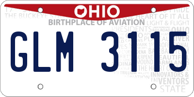 OH license plate GLM3115