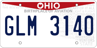 OH license plate GLM3140