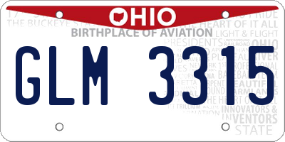 OH license plate GLM3315