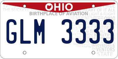 OH license plate GLM3333