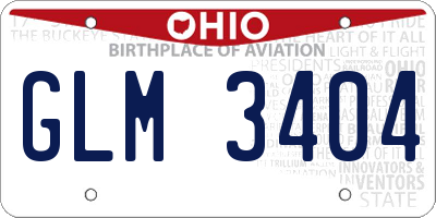 OH license plate GLM3404