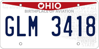 OH license plate GLM3418