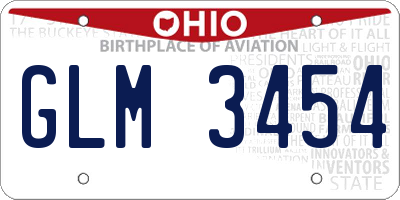 OH license plate GLM3454