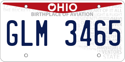 OH license plate GLM3465