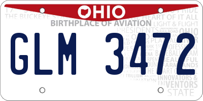 OH license plate GLM3472