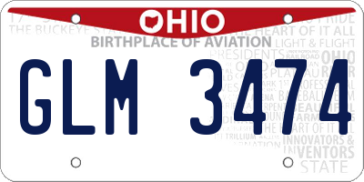 OH license plate GLM3474