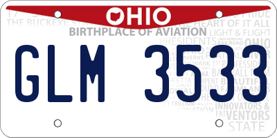 OH license plate GLM3533