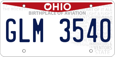 OH license plate GLM3540
