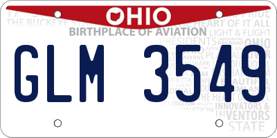 OH license plate GLM3549