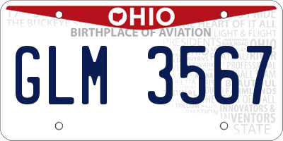 OH license plate GLM3567
