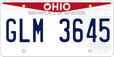 OH license plate GLM3645