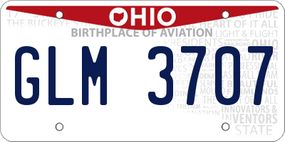 OH license plate GLM3707