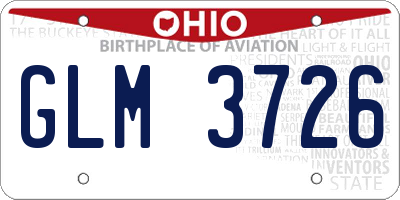 OH license plate GLM3726