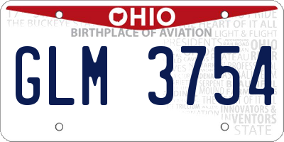OH license plate GLM3754
