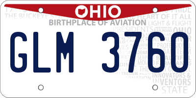 OH license plate GLM3760