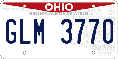 OH license plate GLM3770