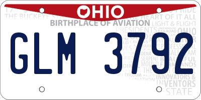 OH license plate GLM3792