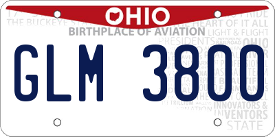 OH license plate GLM3800