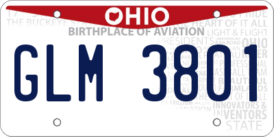 OH license plate GLM3801