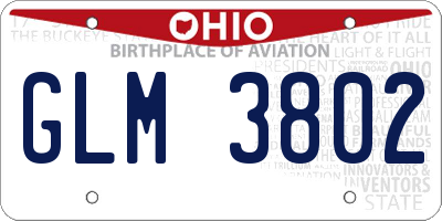 OH license plate GLM3802