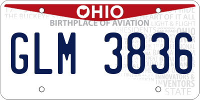 OH license plate GLM3836