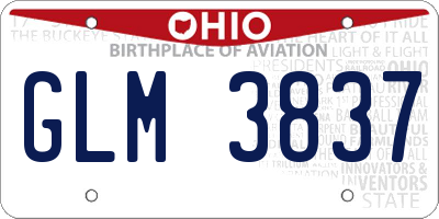 OH license plate GLM3837
