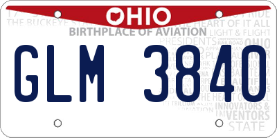 OH license plate GLM3840
