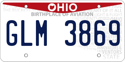 OH license plate GLM3869