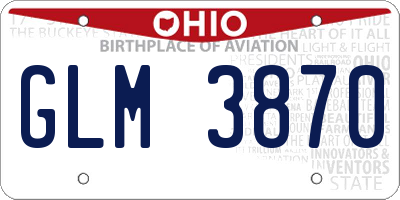 OH license plate GLM3870