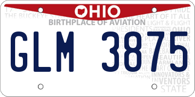 OH license plate GLM3875