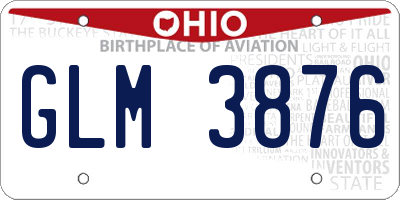 OH license plate GLM3876