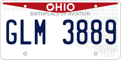 OH license plate GLM3889