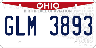 OH license plate GLM3893