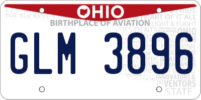 OH license plate GLM3896