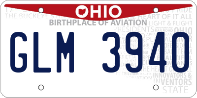 OH license plate GLM3940