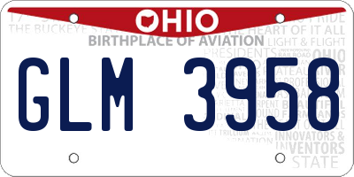 OH license plate GLM3958
