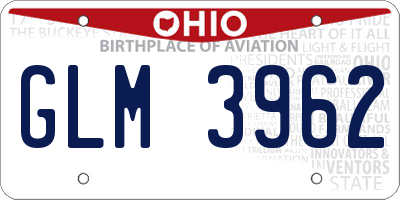 OH license plate GLM3962