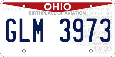 OH license plate GLM3973