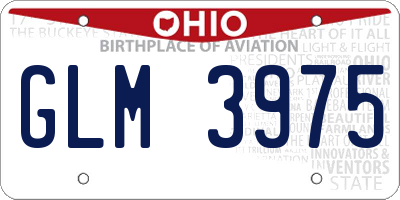 OH license plate GLM3975