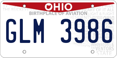 OH license plate GLM3986